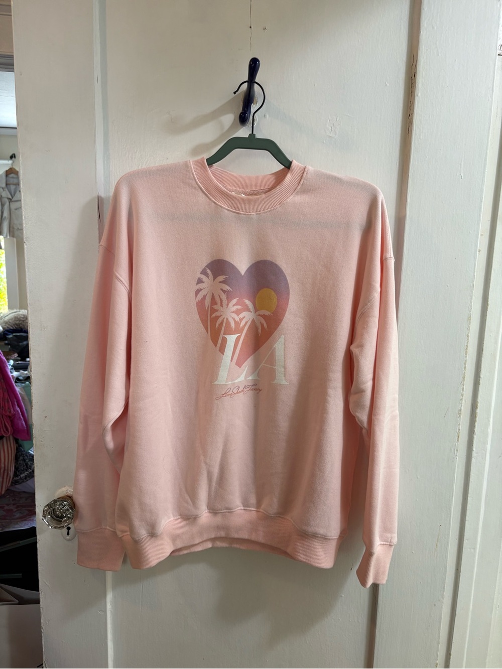 LoveShackFancy Pastel Pink LA Heart Crewneck